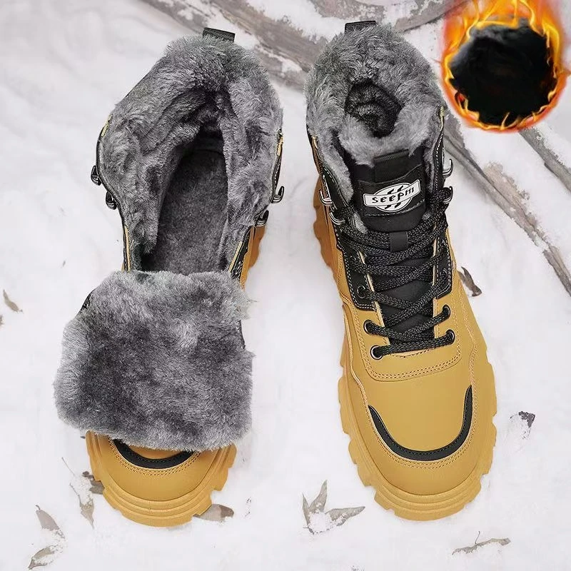 جديد الرجال الشتاء موضة أحذية الثلوج للماء أحذية رياضية من الجلد سوبر الدافئة الرجال الأحذية في الهواء الطلق الذكور أحذية التنزه أحذية عمل #2