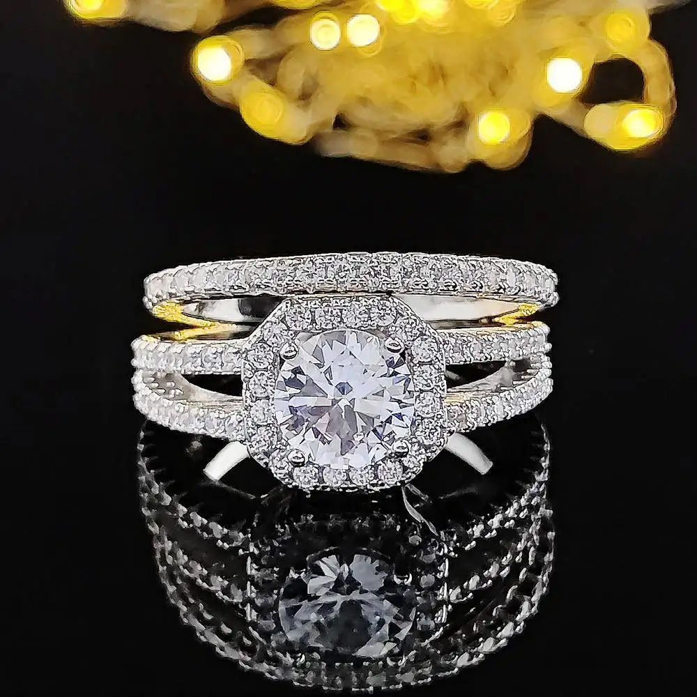 

Комбинированные кольца для женщин, не тускнеющие, уникальные, модные украшения, стильный аксессуар с медным покрытием под золото