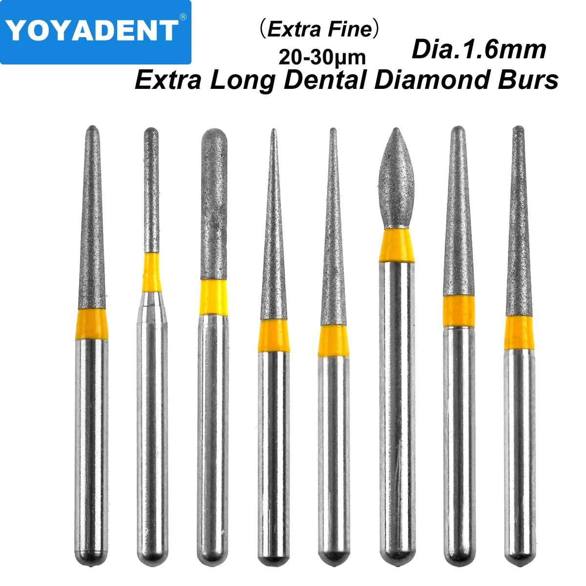 

Dental Burs Extra Long Extra Fine Dental Diamond Burs Dental Lab Polishing Tools Dia.1.6mm For High Speed Handpiece 10Pcs/Pack