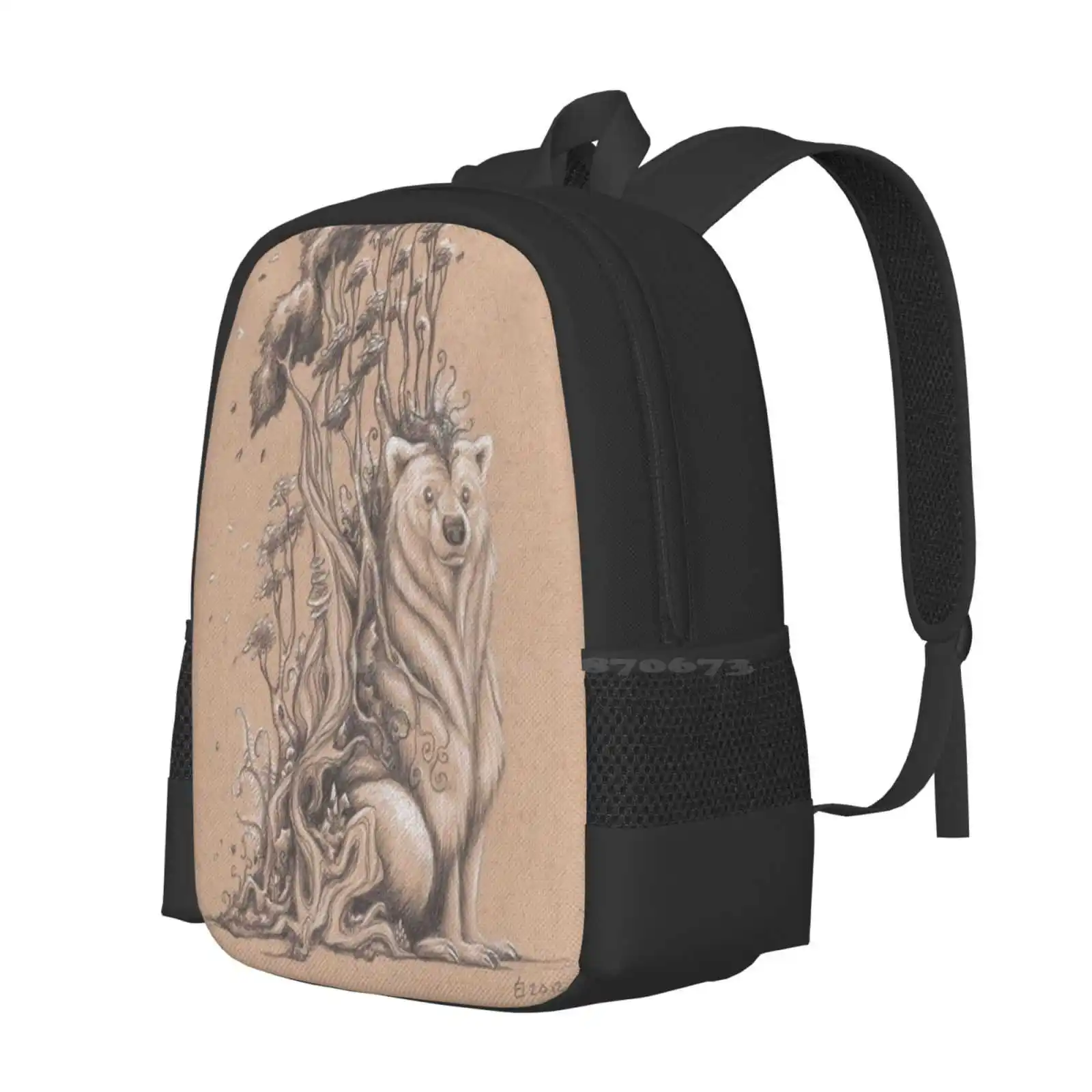 The Spirit Of Autumn Backpack For Student School Laptop Travel Bag Autumn Fall Nature Spirit Myth Wildlife Animals Bears