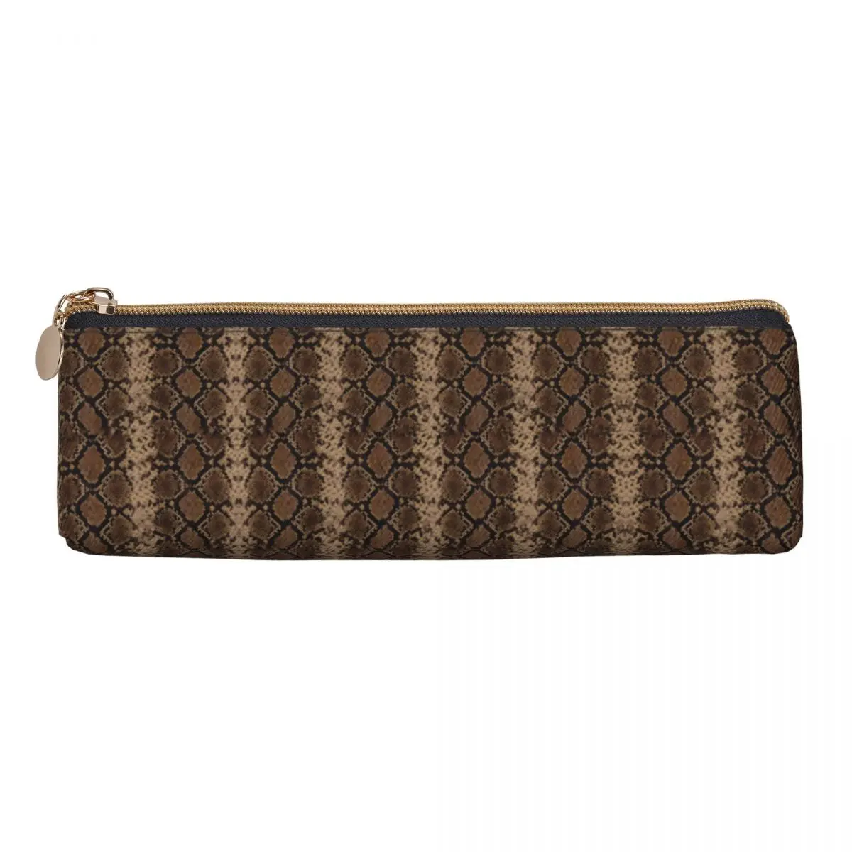 Vintage Pencil Case Brown Snakeskin Pencil Pouch Animal Print Back To School Pencil Cases Kids Zipper Graphic School Supplies