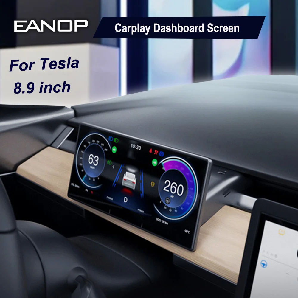 EANOP 8.9 Inch Carplay Dashboard Screen For Tesla Model 3 Highland & Y Support Wireless Carplay Andriod Auto Free Air Vent Cam