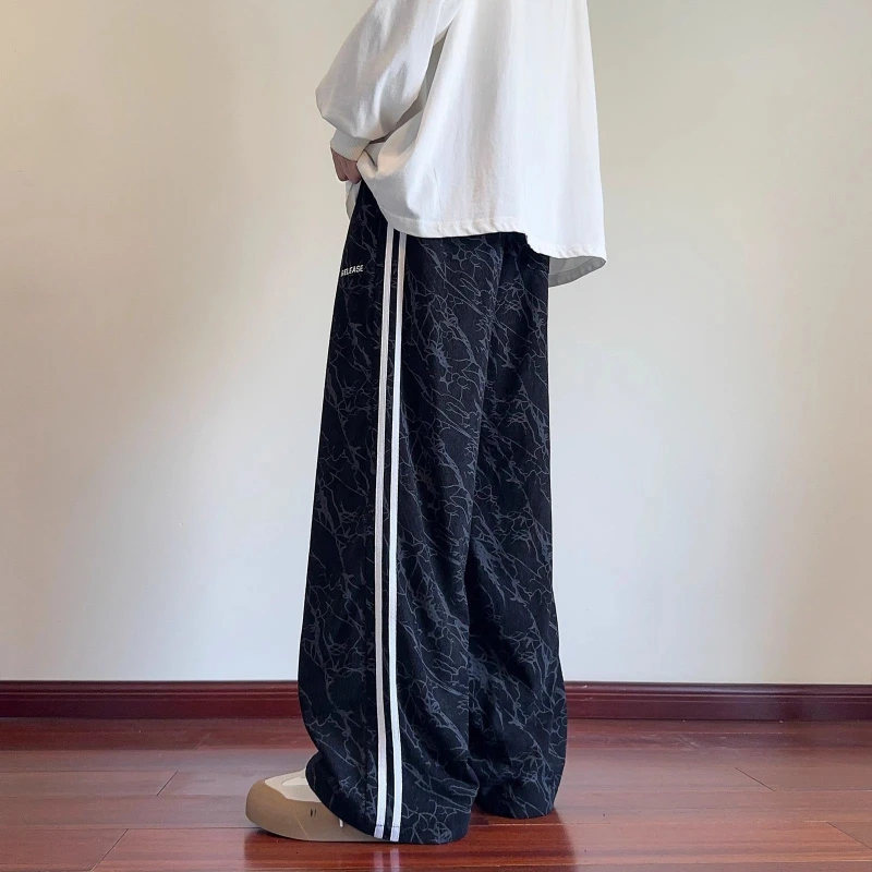 

Вельветовые брюки с принтом тай-дай для мужчин с толстыми бархатными повседневными спортивными штанами в американском стиле ретро, свободные прямые спортивные брюки