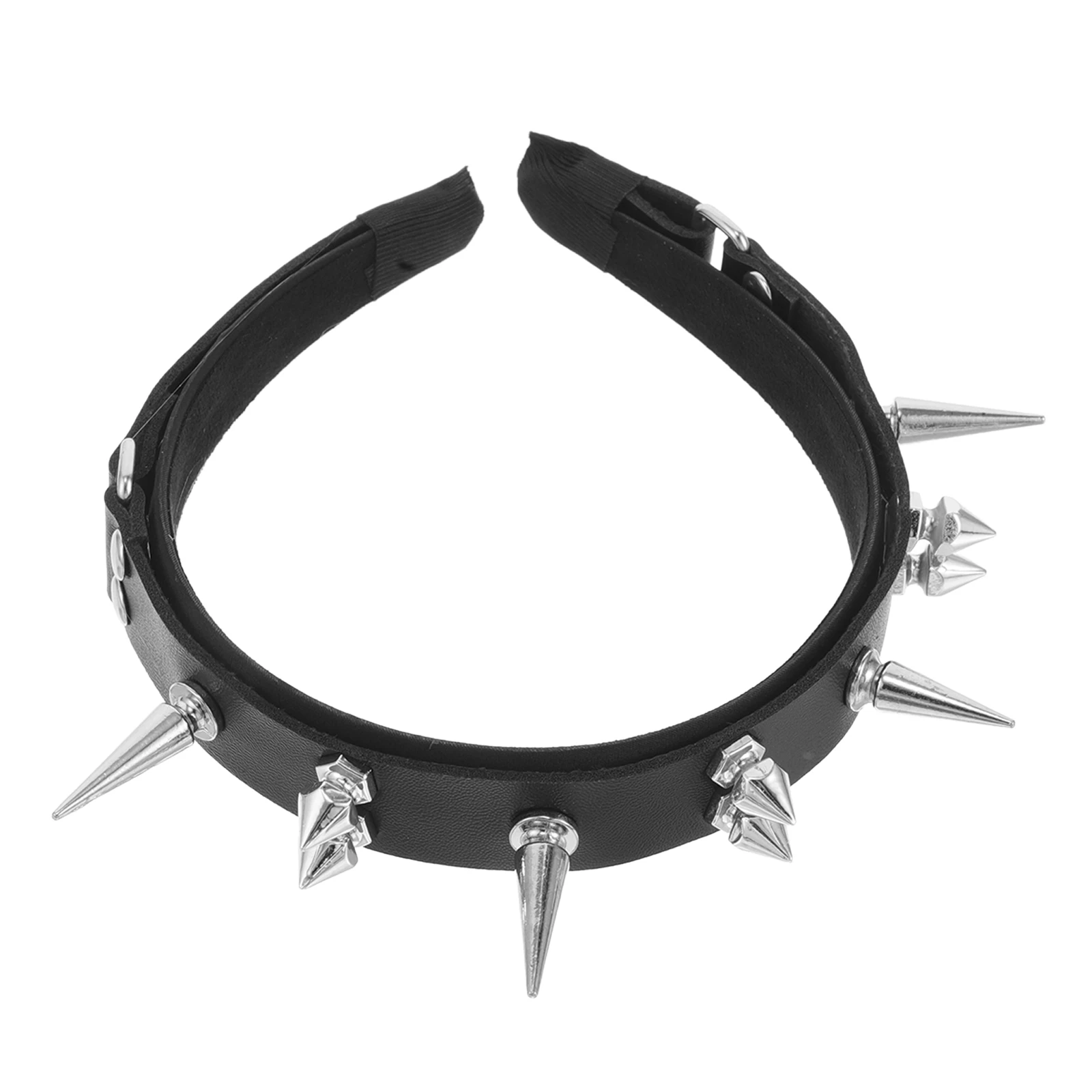 

Studded Rivet Headband Gothic Metal Punk Accessory Costume Party Tiara Spike Decor Black Spiked Band Spa Washing