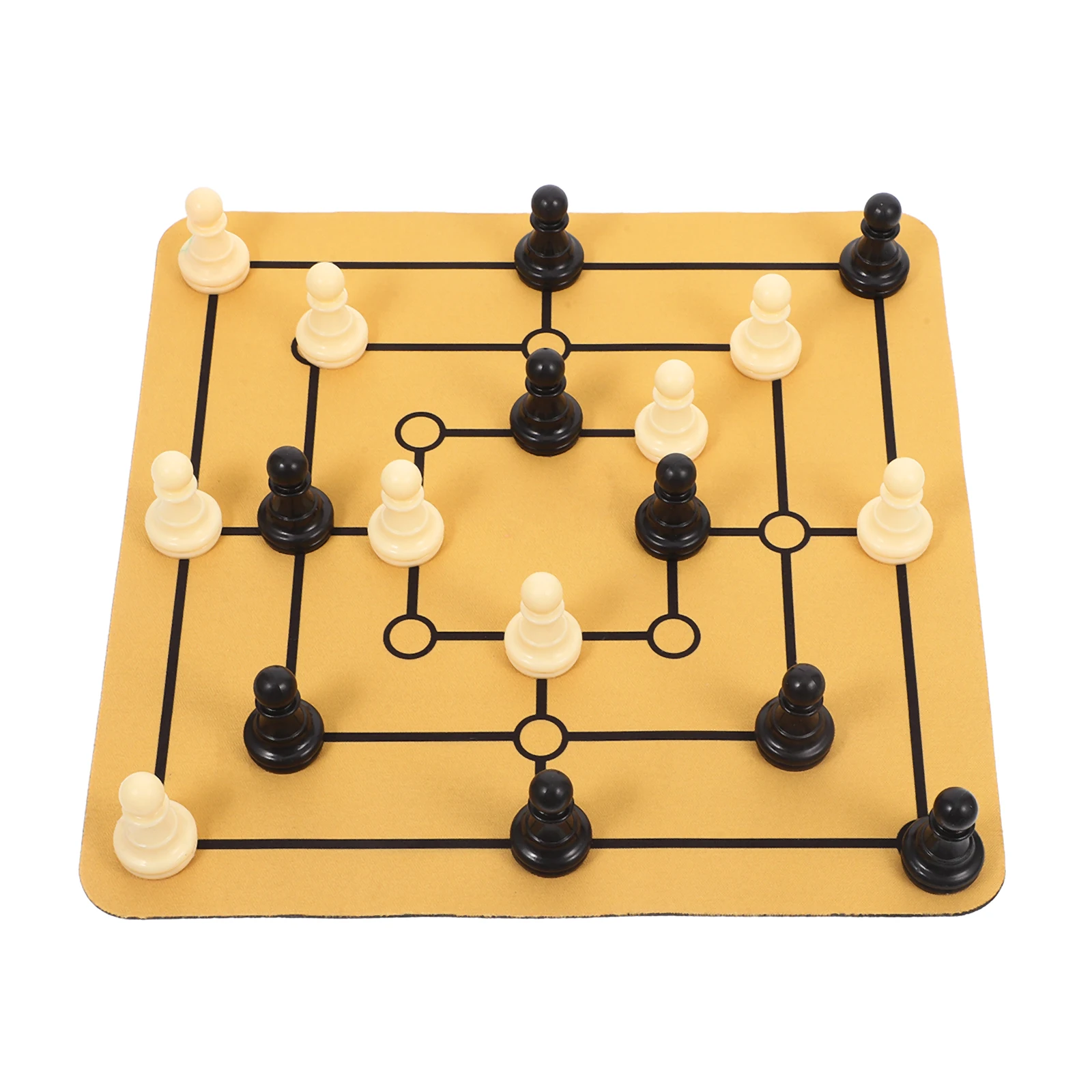 

1 set Nine Mens Set Portable Fun Family Board Chess Tabletop Table Portable Mat Desktop Chessboard