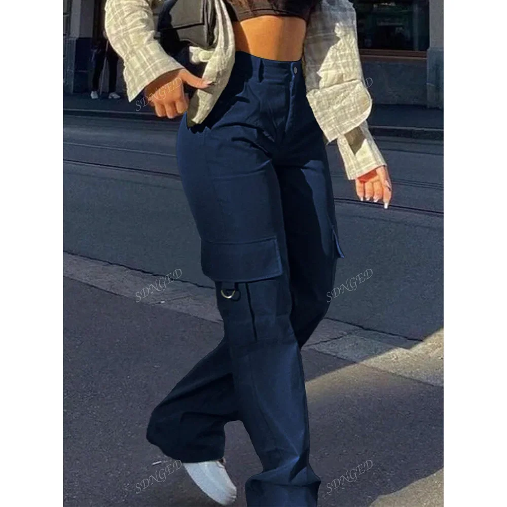 الرجعية ملابس العمل السراويل النسائية مستقيم الساق فضفاضة واسعة الساق ثنى السراويل الطويلة تنوعا مريحة فضفاضة تناسب السراويل الطويلة