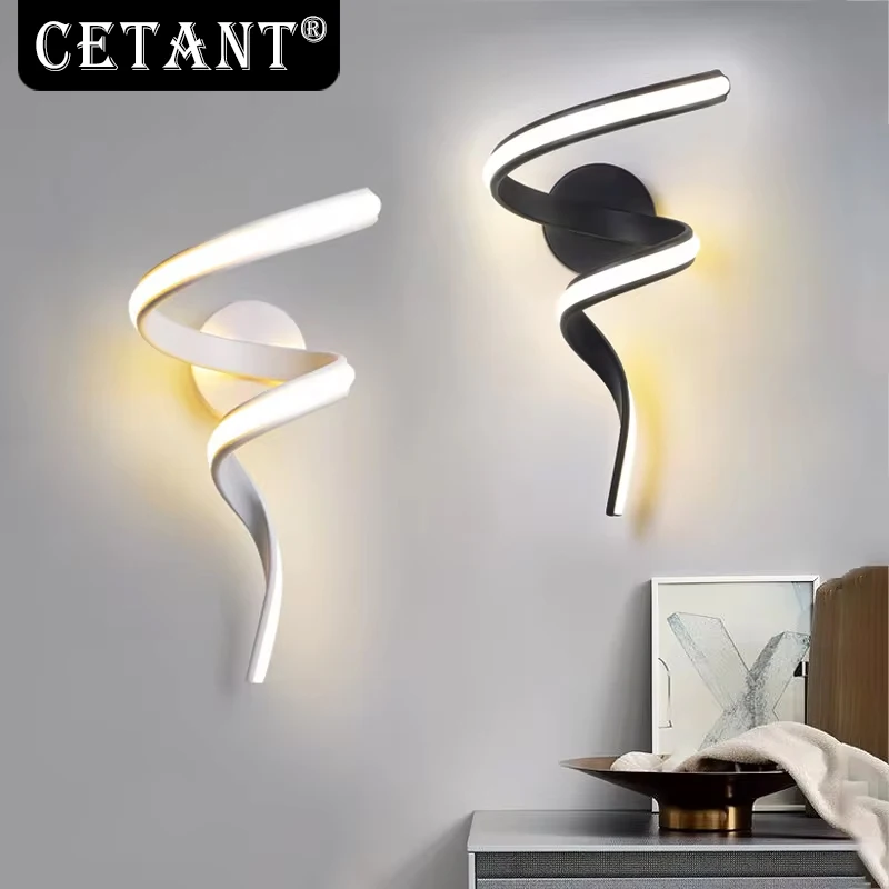 

Wall Lamp LED Modern Room Decor Sconces For Living Room Bedroom Bedside Study Minimalist Spiral Indoor Home Decorative Fixtures