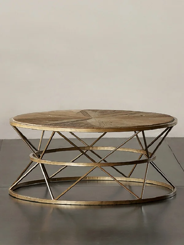 

LOFT designer weathered wood and iron art coffee table