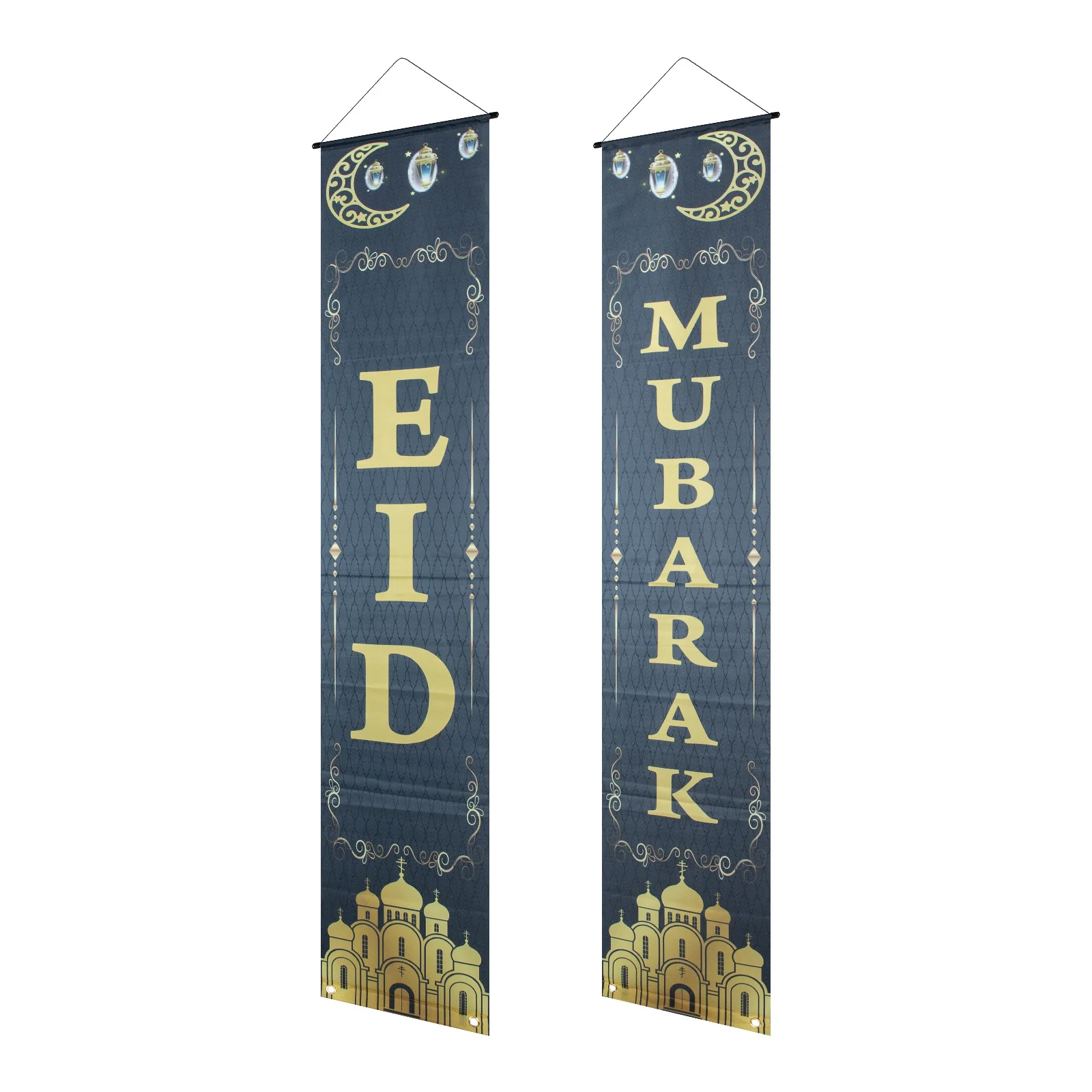 1 Para Eid Ramadan Mubarak Naklejki na Drzwi Duże Wiszące Dekoracje na Werandę Akcesoria Festiwalowe Dekoracje na Imprezę Ramadan Naklejki na Drzwi