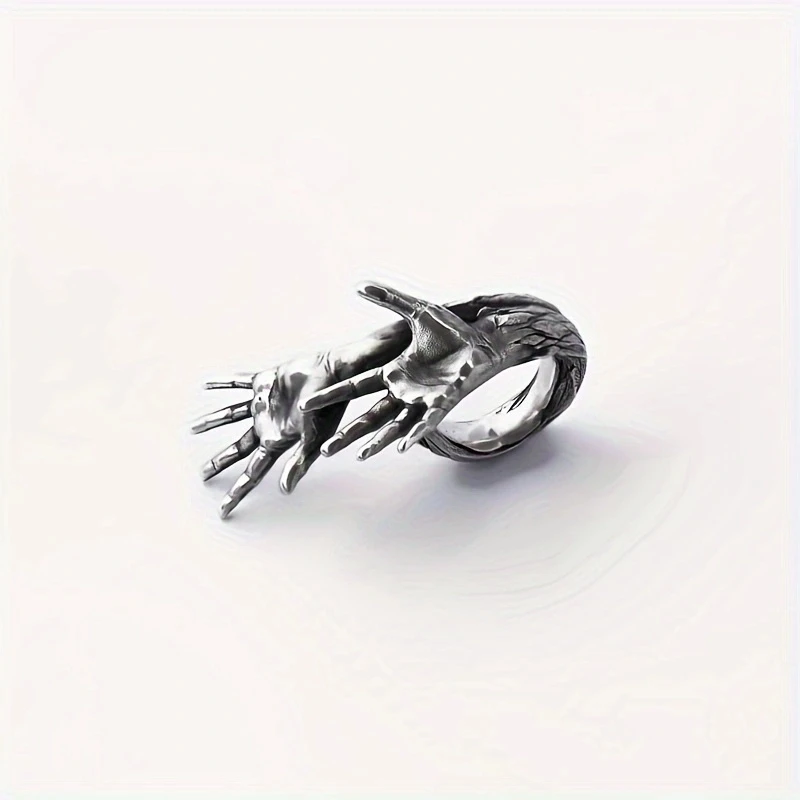 Gothic Party with Eerie Climbing Hands Fashionable and Personalized Rings Cool and Handsome Street Photo Men's Rings Accessories