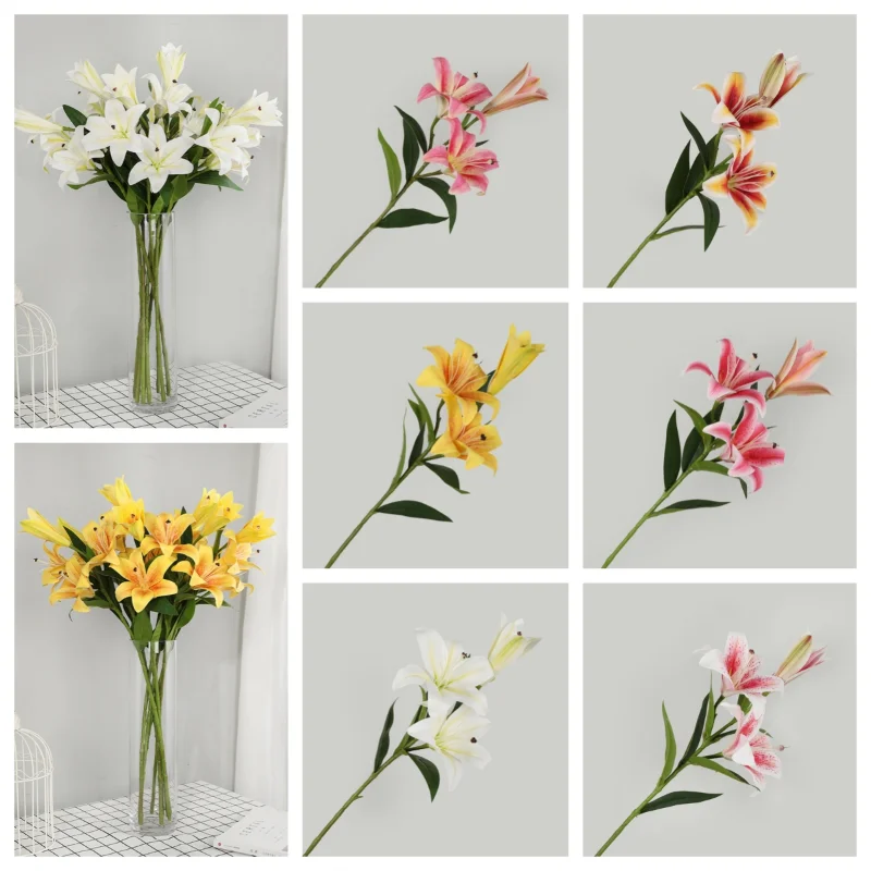 

6 Colors Simulation Lily Bouquet Artificial Plants Home Decoration Wedding Arrangement Photography Props