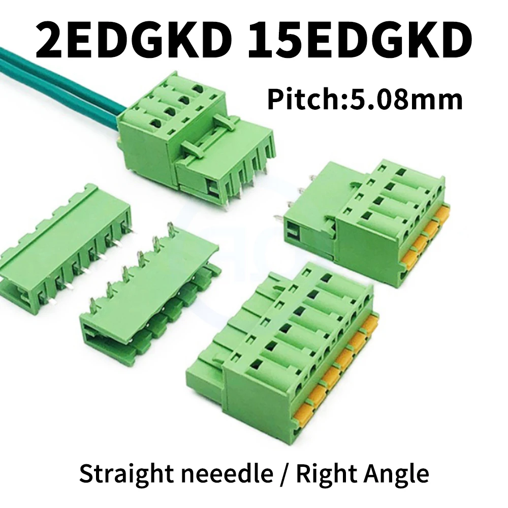 

(10 PCS) KF 2EDGKD + 2EDGV R 5.08mm Screwless Wiring Plug 15EDGKD 5.08 Push Spring Terminal Block PCB Solder Receptacle 2-24P