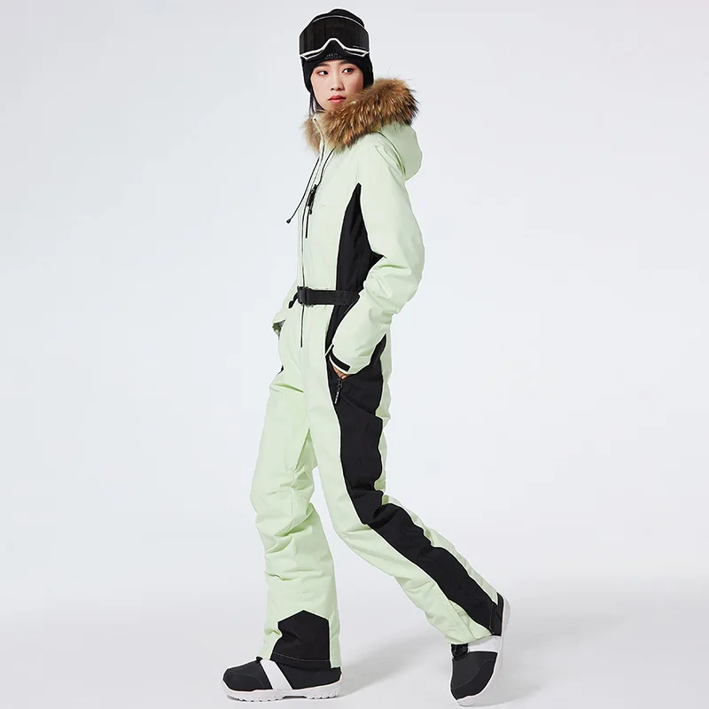 

Ветрозащитный водонепроницаемый цельный облегающий лыжный костюм с капюшоном, женский зимний спортивный износостойкий теплый комбинезон для сноуборда