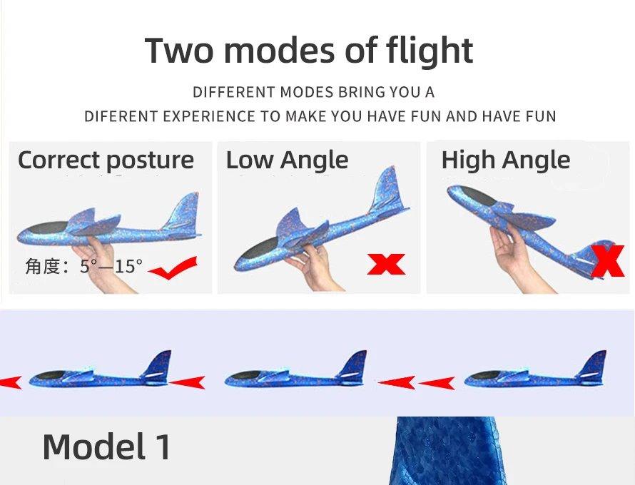 50CM Big Foam Plane Glider Hand Throw Airplane Light Inertial EPP Bubble Planes Outdoor Launch Toys for Children Boys Gift