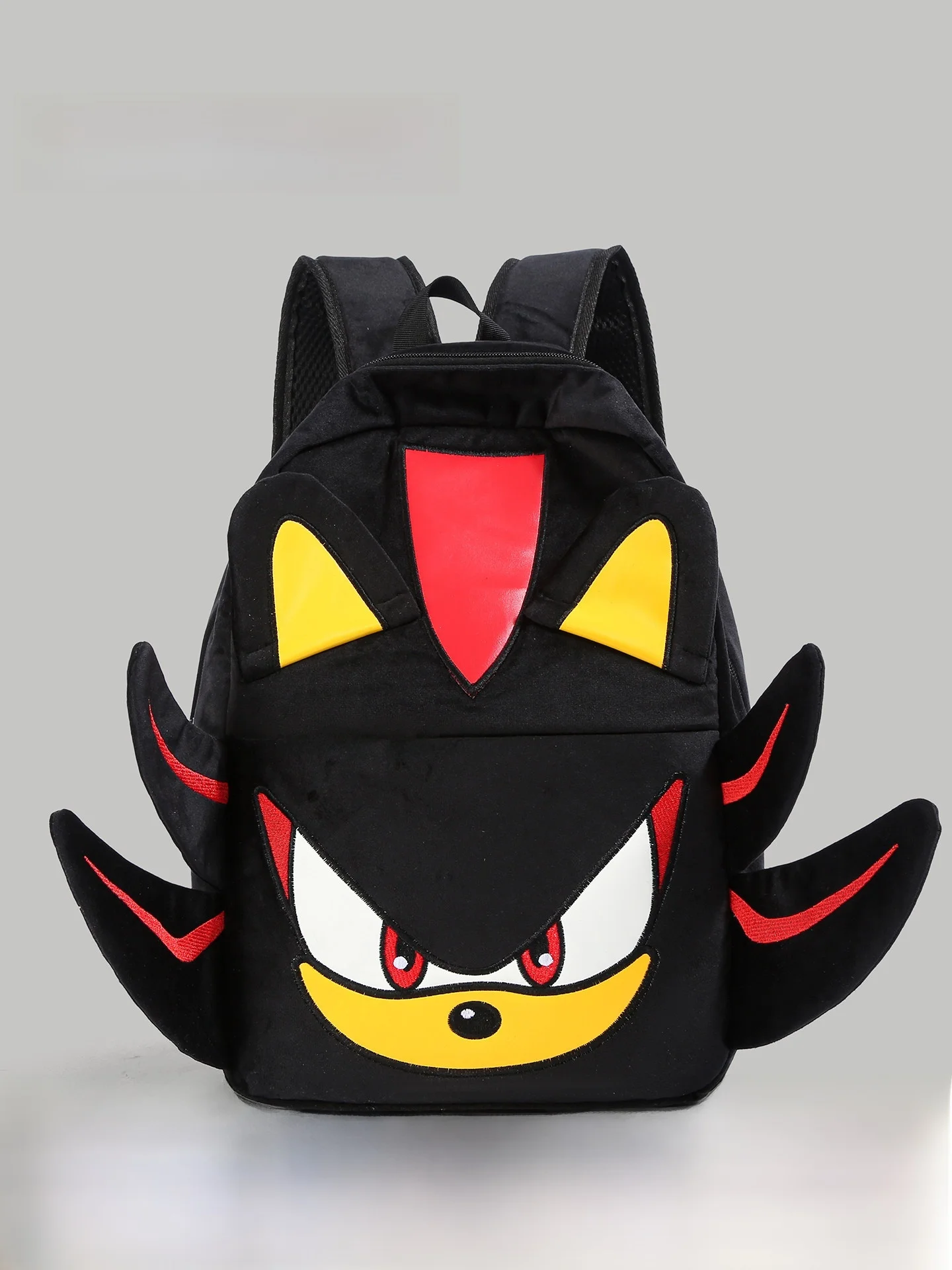 Sonic Shadow Black Plush Backpack Universal Campus Travel Bag for Couples Students Medium Hardness Canvas Shoulder Bag
