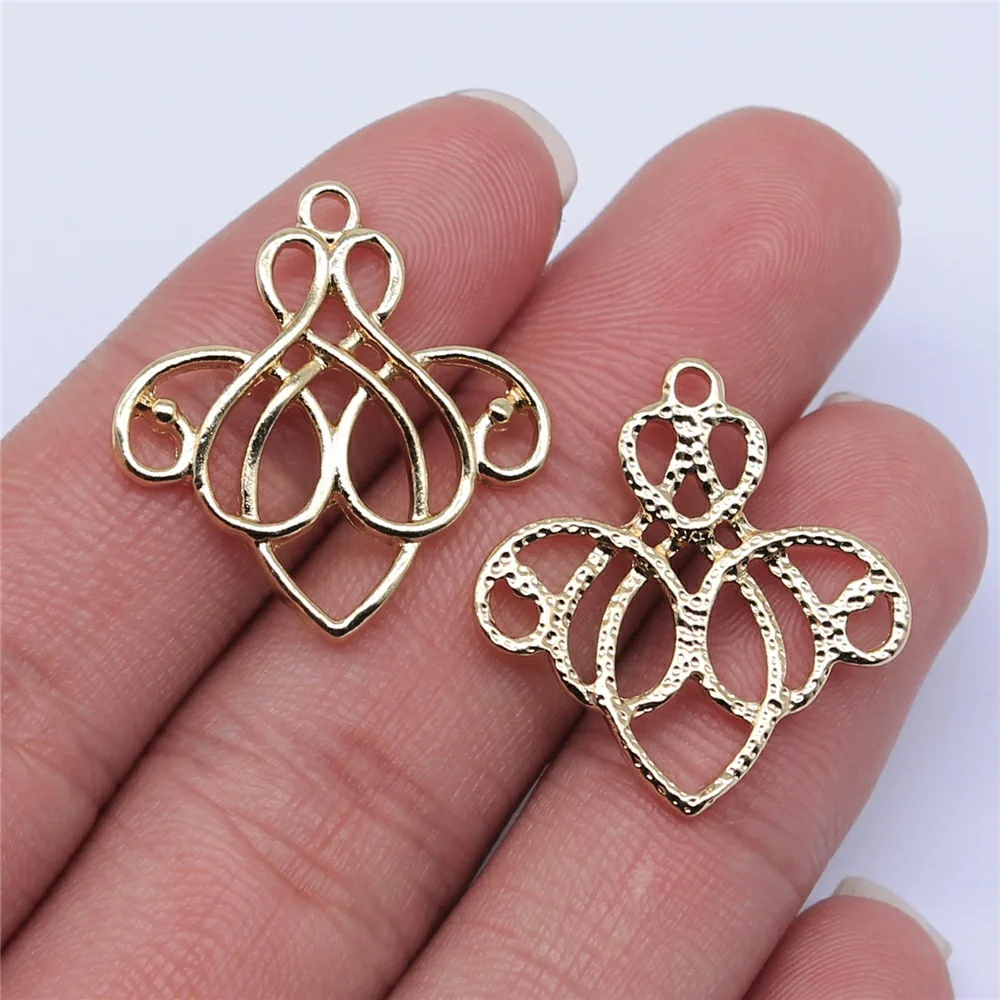 10pcs 25x24mm Electrophoresis KC gold Geometry Charms Pendant Vintage Jewelry Findings Wholesale
