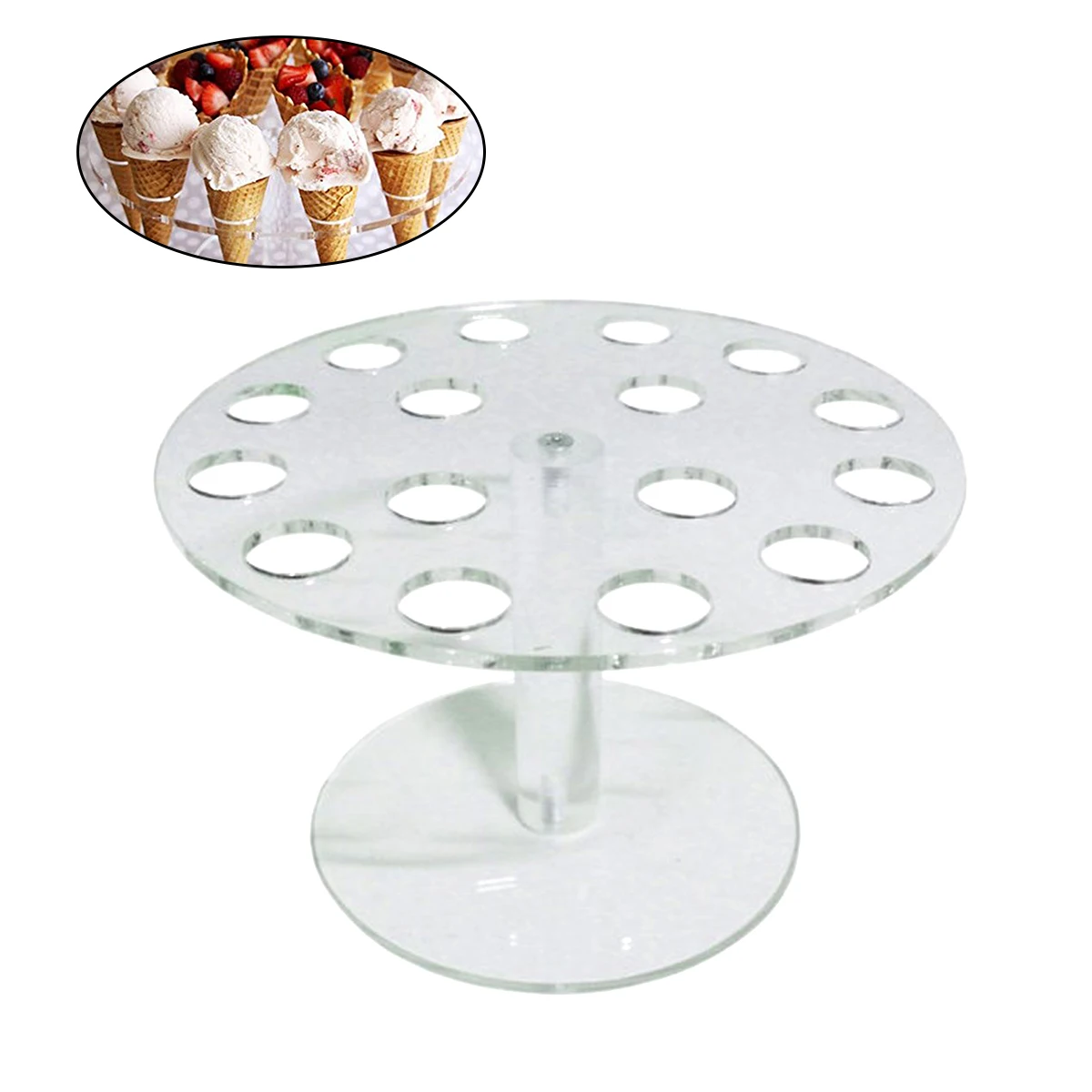 

16 Capacity Cream Dispaly Stand Stand Acrylic Display Rack Candy Floss Sugar Sushi Cone Holder Lightweight