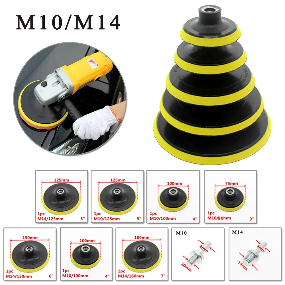 Almohadillas de respaldo autoadhesivas de 3-7 pulgadas, placa de pulido, adaptador de rosca de 10/14mm, amoladora angular, disco de lijadora de