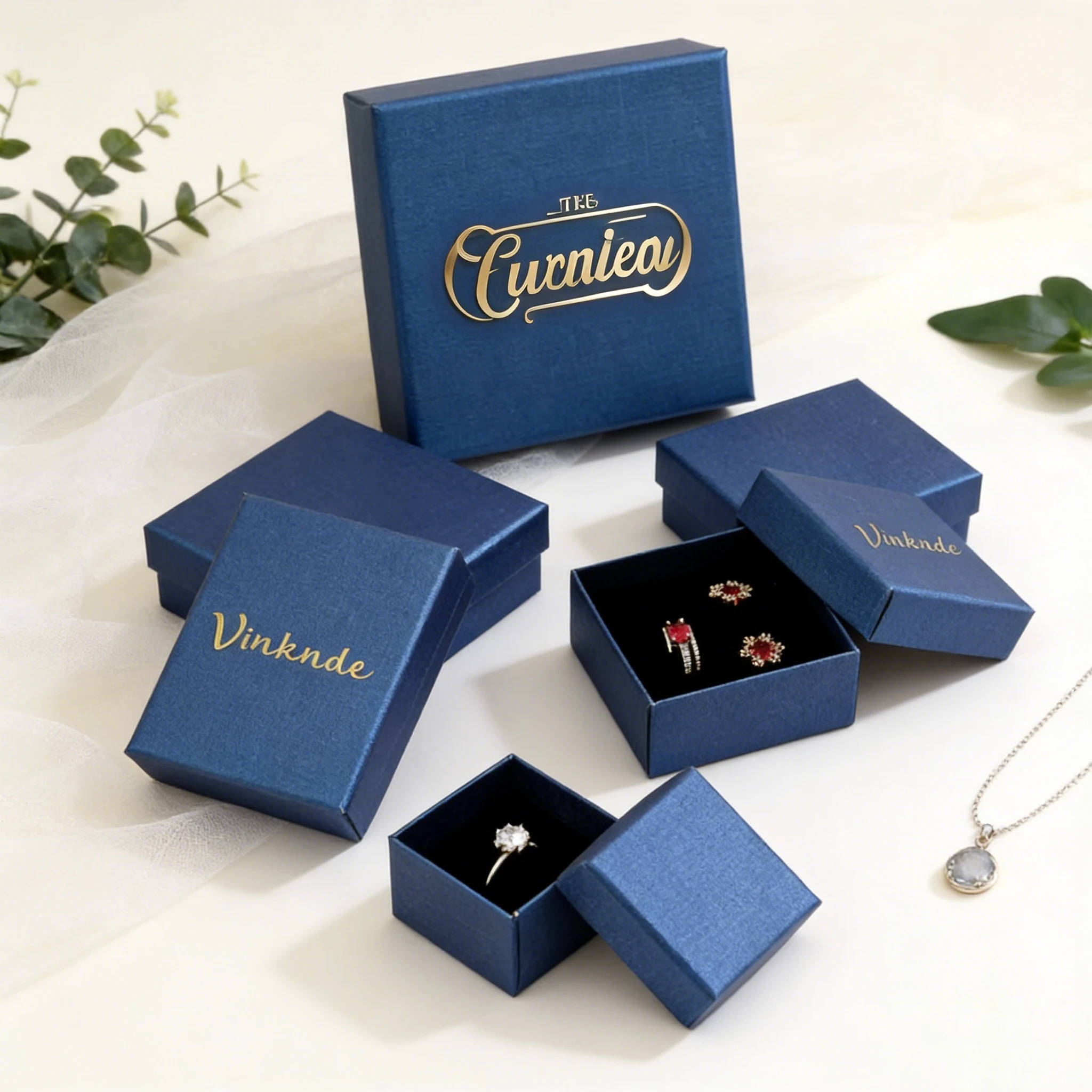 

High Garde Exquisite Jewelry Box Custom Logo Jewellry Earrings Rings Necklace Packaging Luxury Cardboard Gift Boxes With Sponge