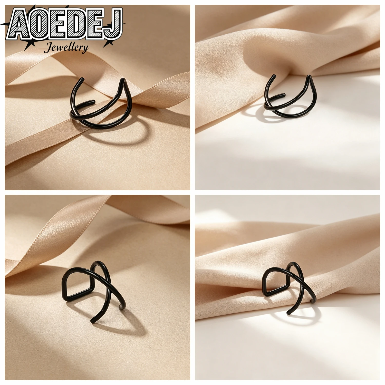 AOEDEJ 1-10pcs/lot Stainless Steel Ear Clips Women Men Clip-on Earrings Punk Black Faux Hoop Earring C Shape Fake Helix Piercing
