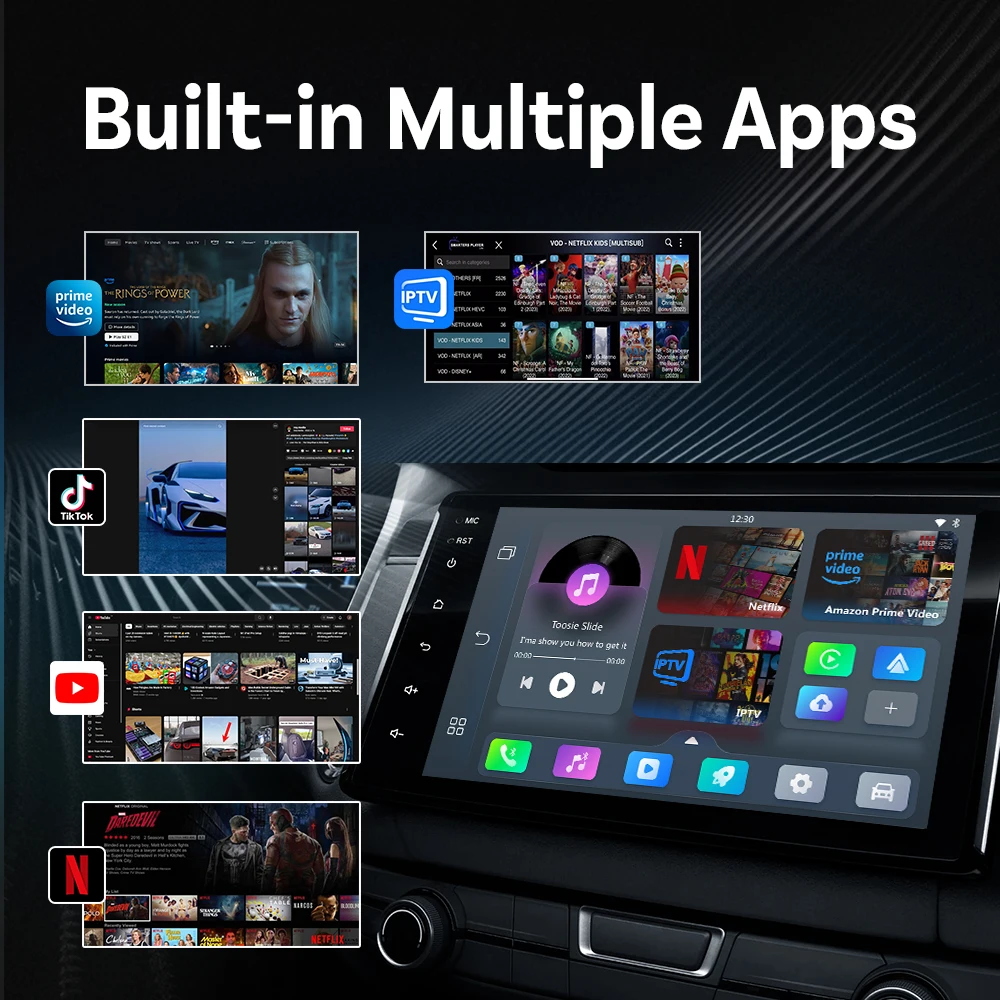 محول OTTOCAST Play2Video Ultra Wireless CarPlay Android Auto المدمج في Youtube Netflix Video Box ملحقات السيارة