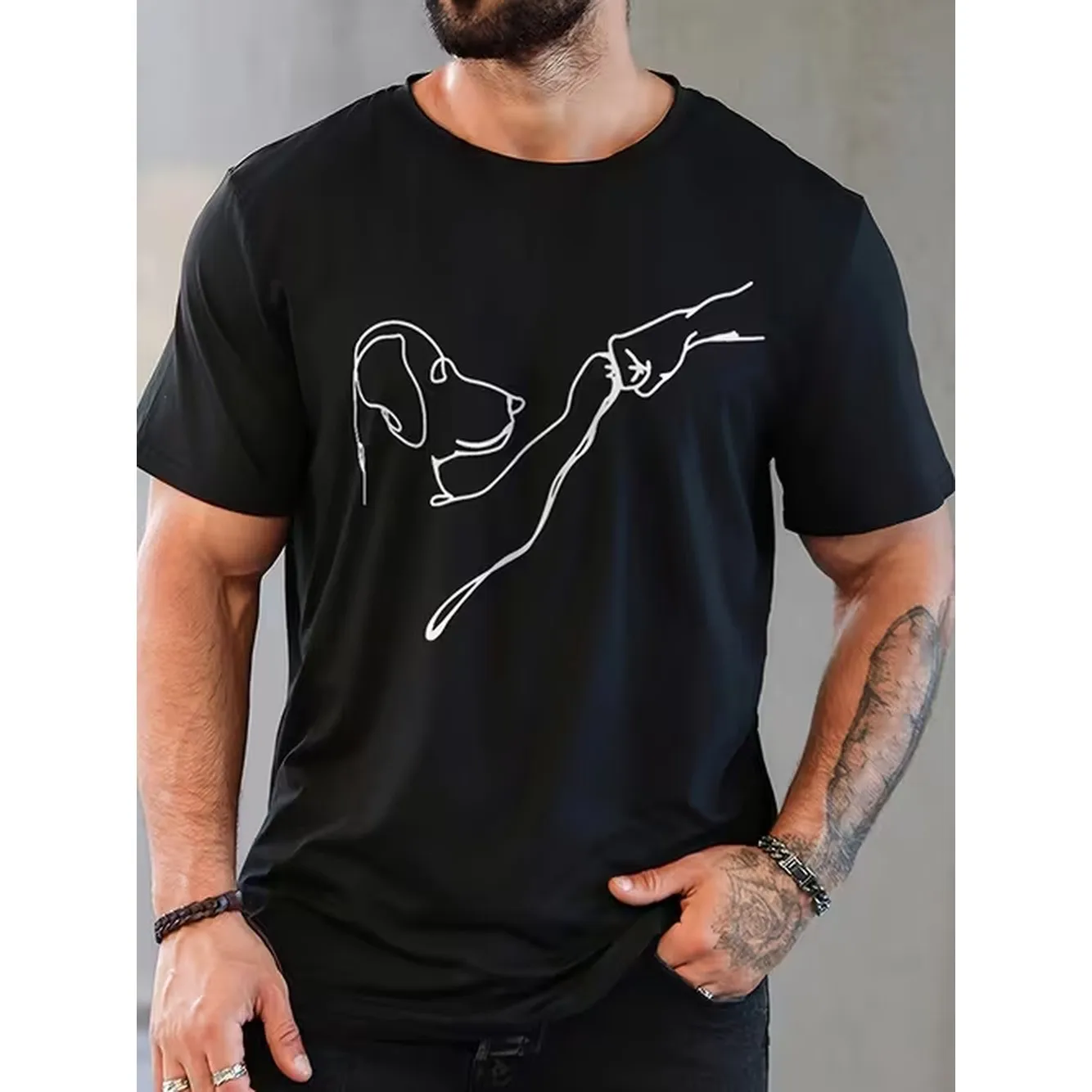 item picture mens casual short sleeve t shirt with cartoon dog graphic print lightweight summer round neck tee regular fit for casual attire everyday tshirt design durable tshirt