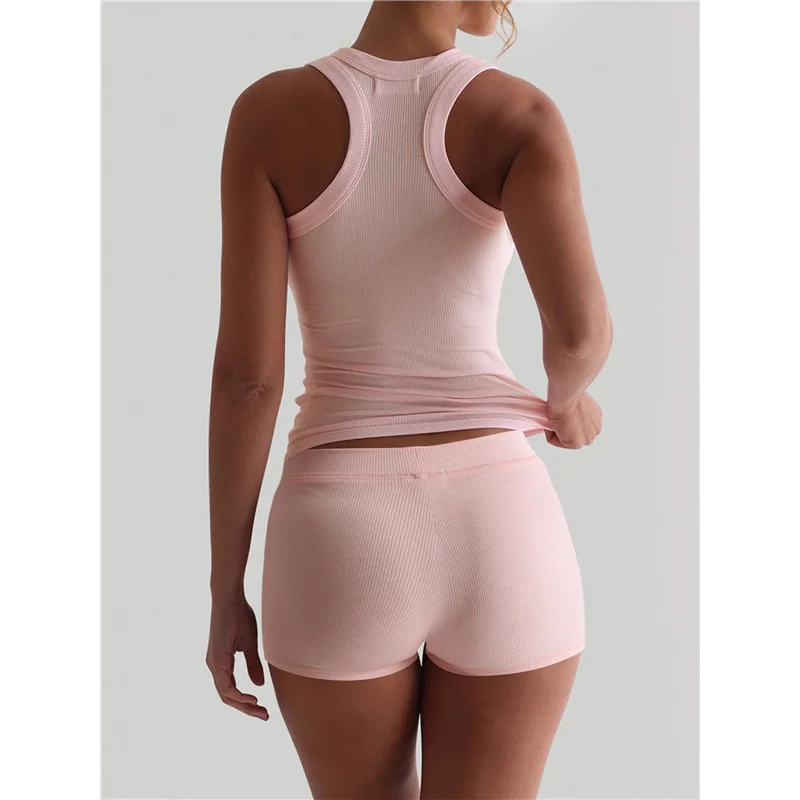 

ABRT-Women's Slim Fit Sports Shorts Set Sleeveless Top And Shorts