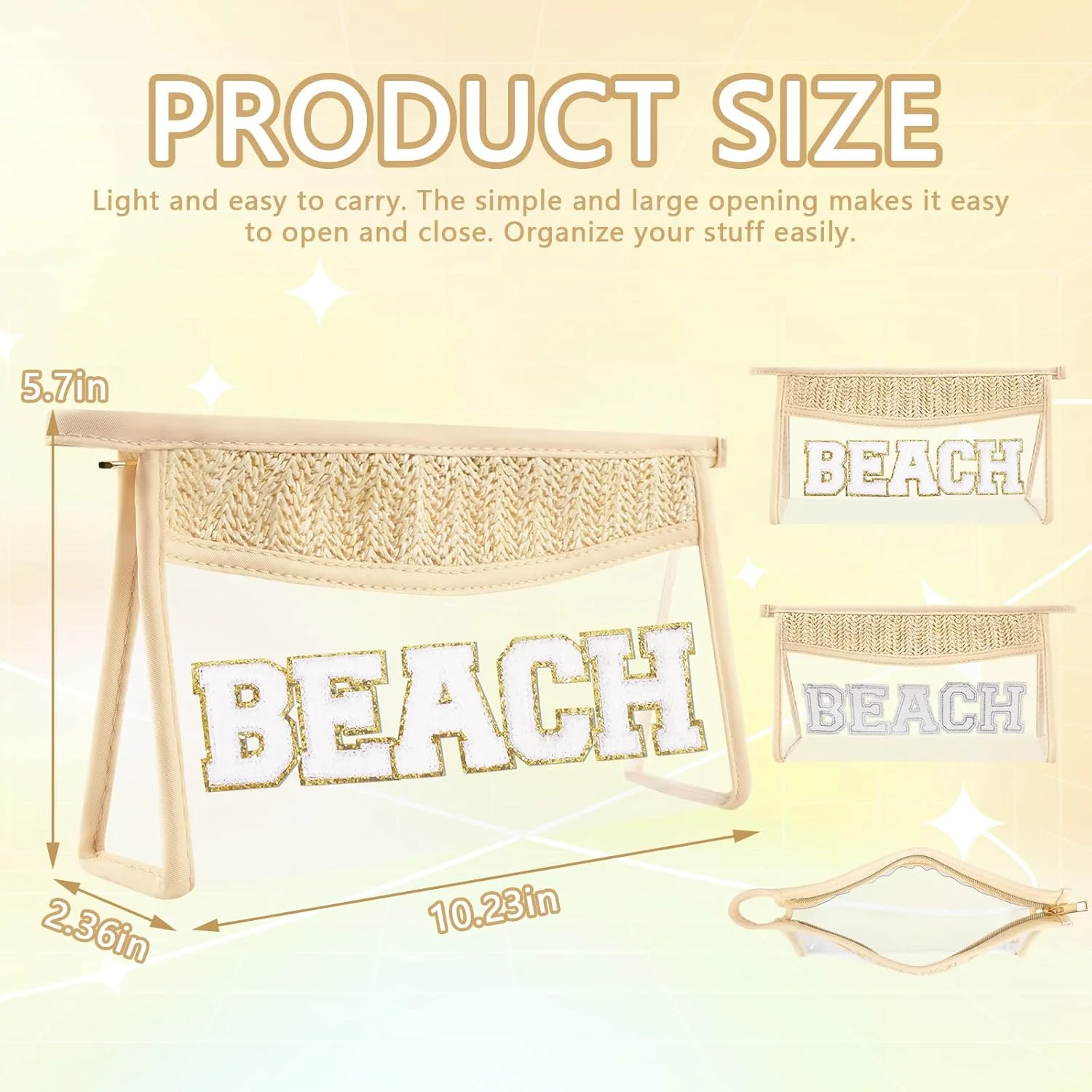 Sun Beach Clear Letter Bag Makeup Letter Bag Swim Waterproof Zipper Make Up Bag Bachelorette Party Supplies Wedding Decoration