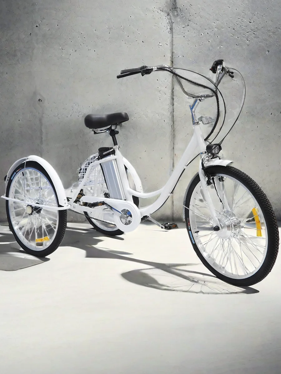 AliExpress NONE Three Wheel Electric Bike 36V 24 Inch ElectricTricycle Bicycle For Women Ladies With Removable Battery Rear Basket Black
