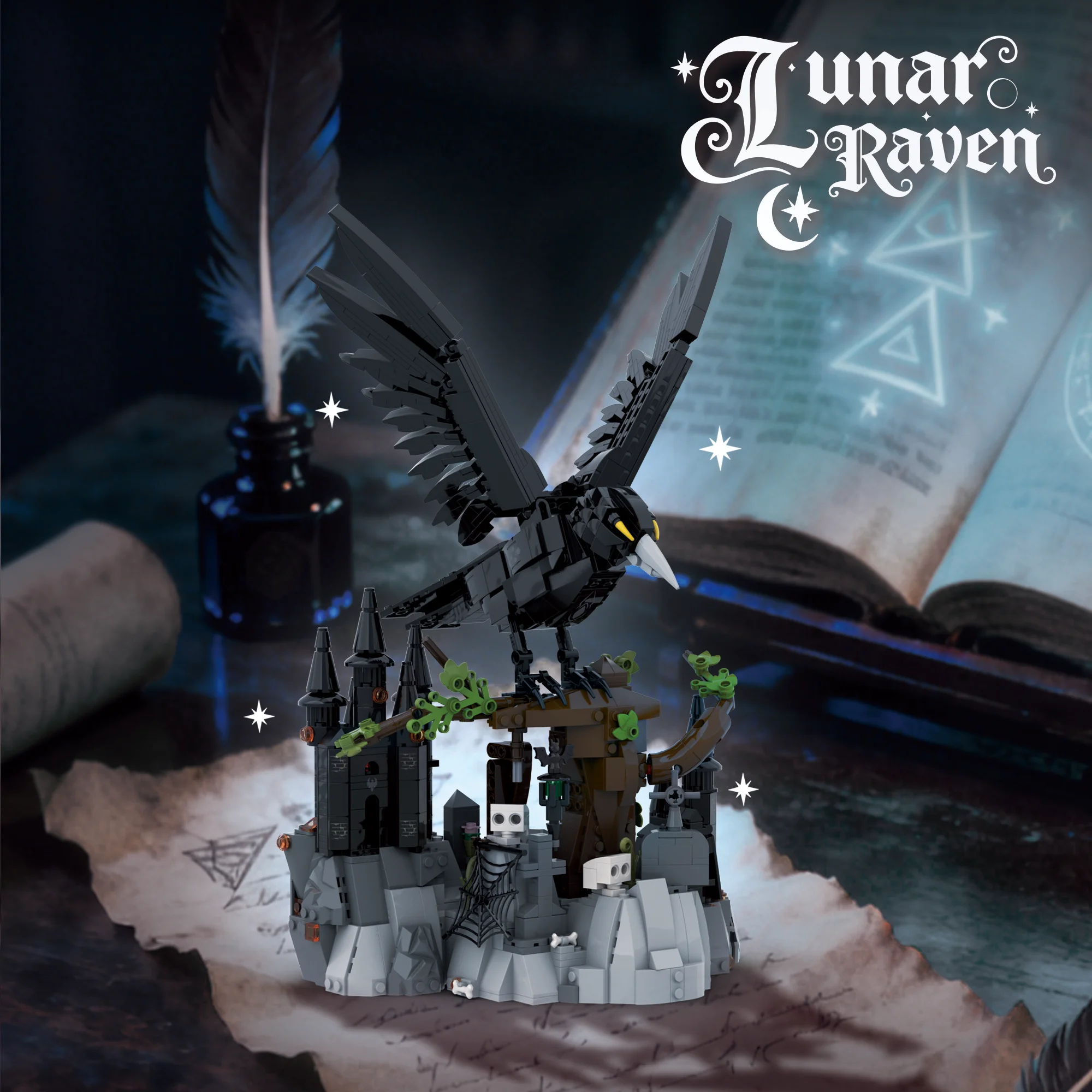 

50002 Dark Night Raven Building Blocks DIY Animal Model STEM MOC Home Decor Desktop Ornament Birthday Christmas Gift Kids Adults