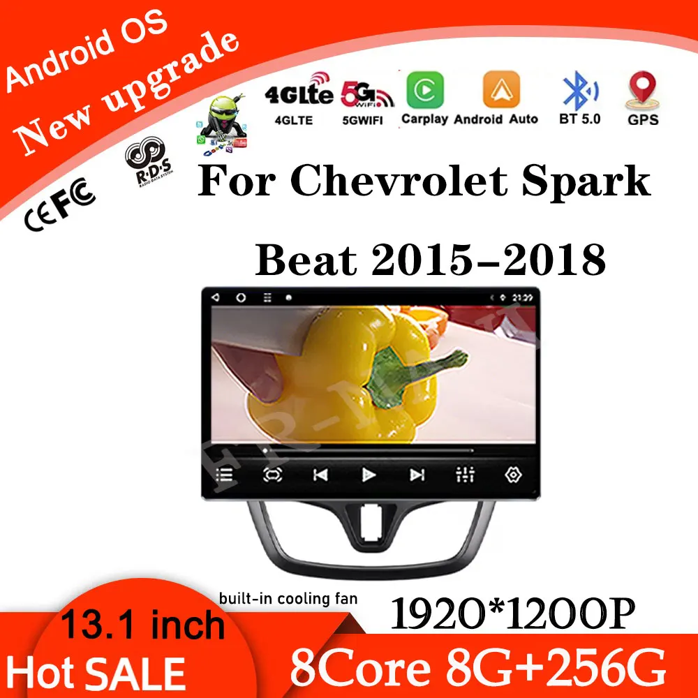 Wireless Carplay For Chevrolet Spark Beat 2015-2018 Android 16 Auto Car Radio MultimediaVideo Player GPS Navigation 4G WIFI Blue