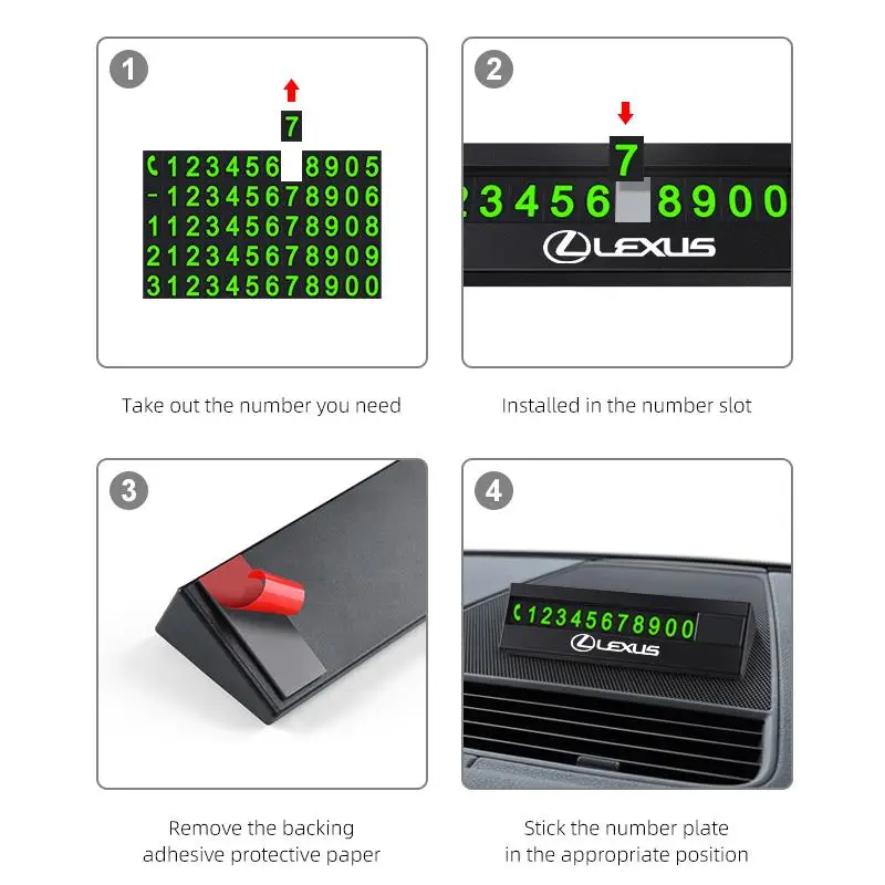 بطاقة ركن السيارة المؤقتة لوحة رقم الهاتف Noctilucent لكزس FSPORT LBX NX RX 350h 450h ES UX 300e GS GX IS LS LX CT #5