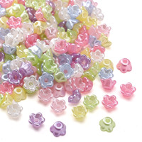 220Pcs 6mm Colorful Flower Shape ABS Faux Pearl Spacer Beads for Jewelry Making Bracelet/Necklace/Earring DIY Accessories