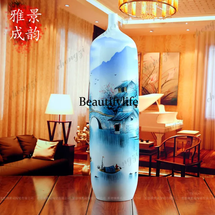 Jingdezhen ceramic red ornament flower arrangement porcelain decoration home living room chinoiserie vase