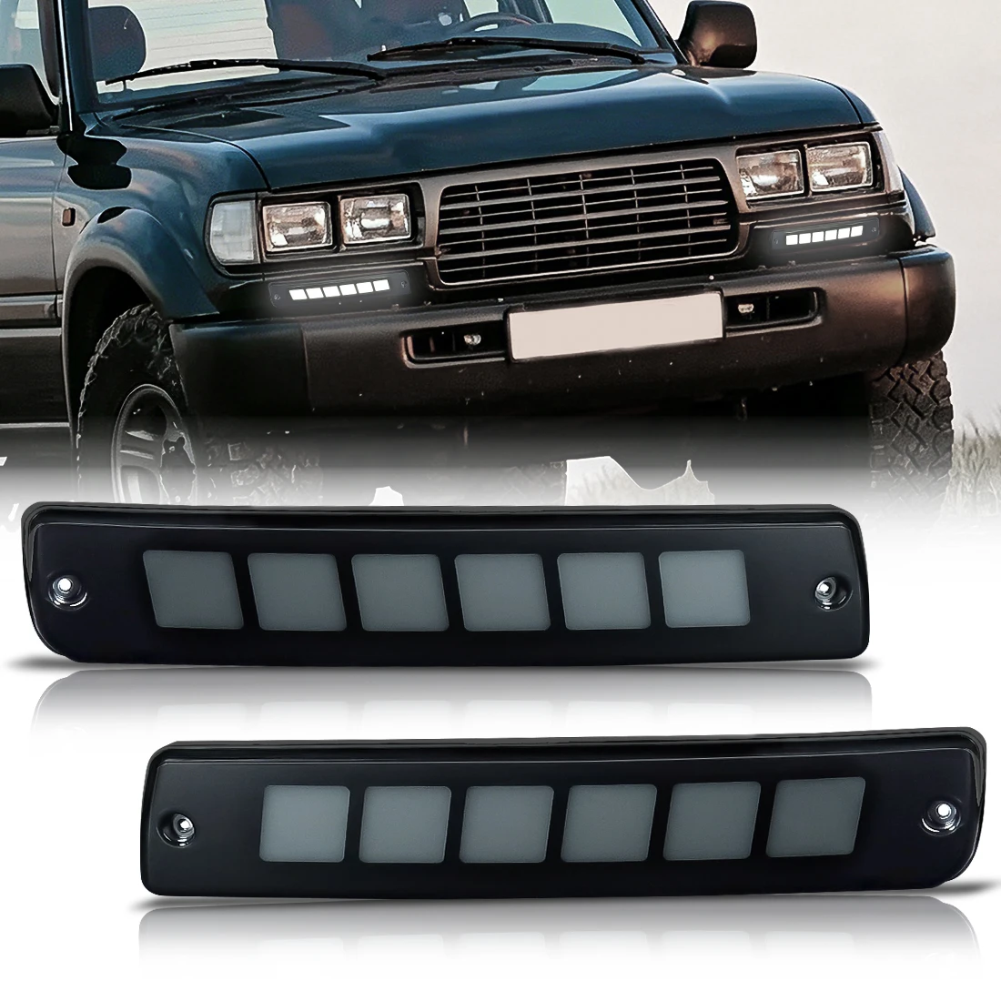 

2pcs DRL For Toyota Land Cruiser 80 Series LC80 FJ80 FZJ80 HDJ80 HZJ80 4500 1991-1998 Daytime Running Light Daylamp 8151160381