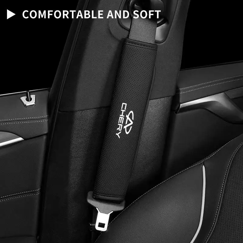 

Car Leather Perforated Seat Belt Cover Protective Case For Chery Tiggo 5 2 3 5X 3X QQ Fulwin Face Arrizo A1 A3 A5 Amulet M11