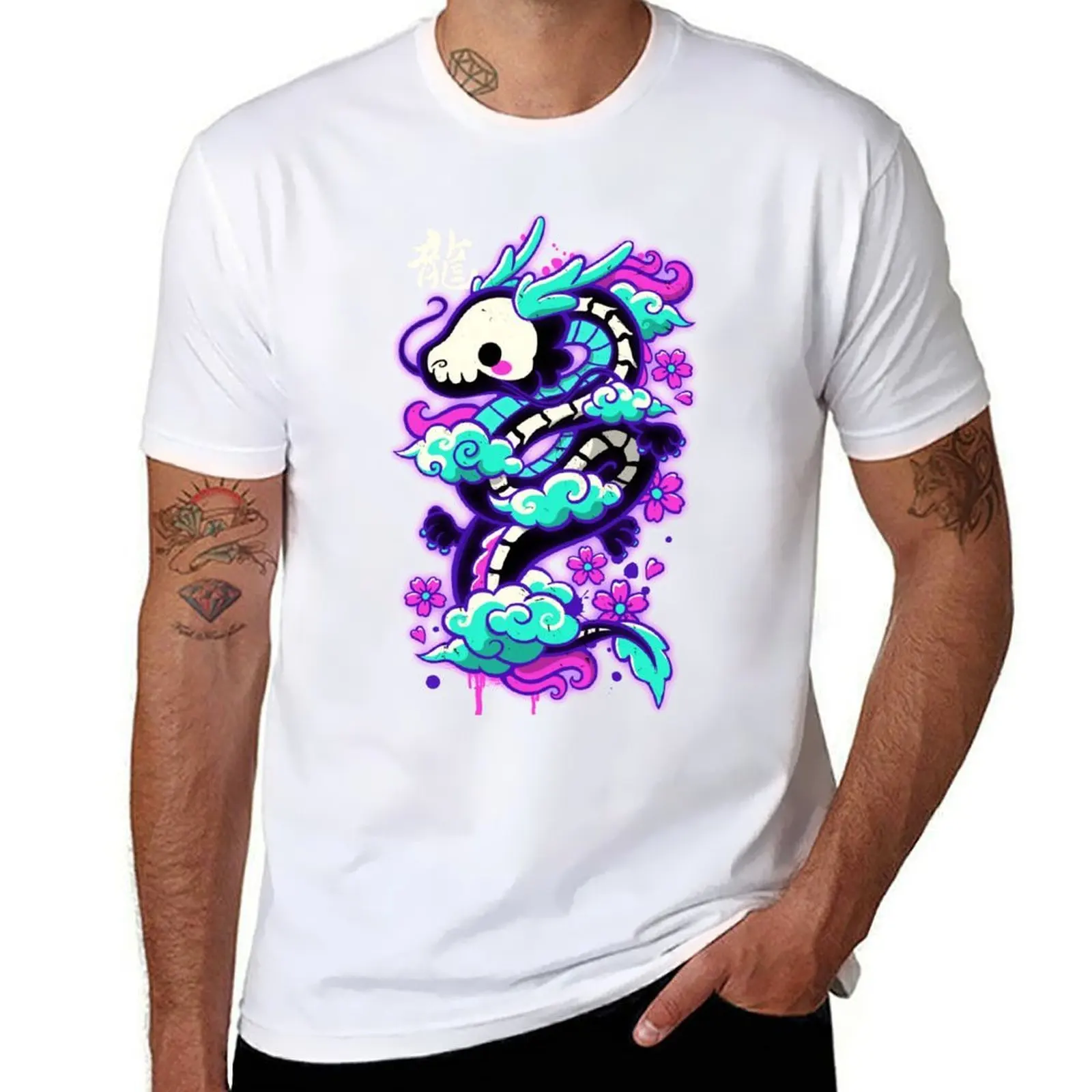 

Cyber ghost dragon T-Shirt man t shirt cotton t shirts with prints T-Shirt