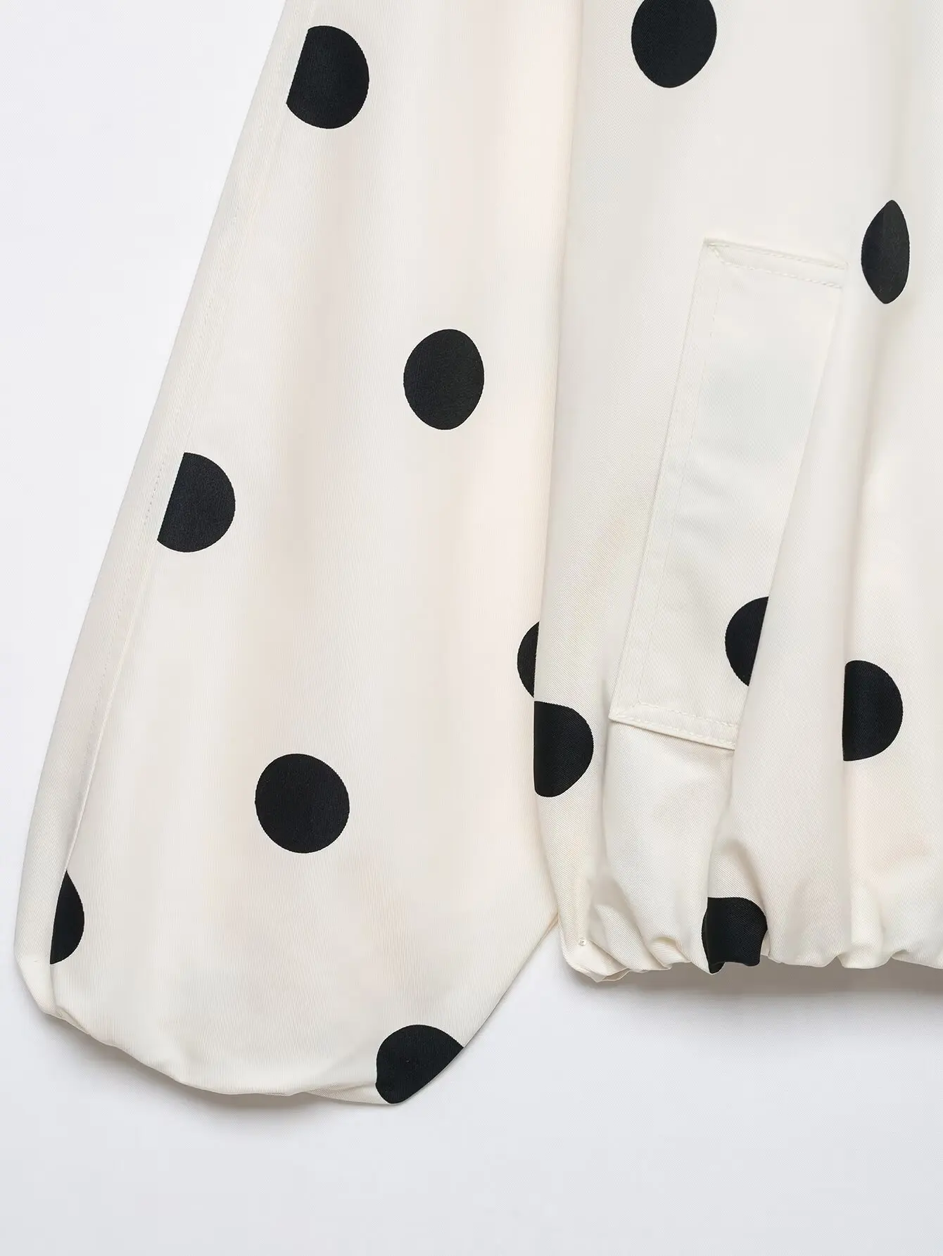 Damenmode Vintage Polka Dots Jacke mit Taschen und Stehkragen Frühling Herbst Langarmjacke Urlaubsoutfits für Frauen – Detail 6