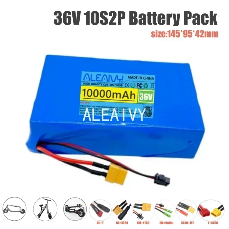 

36V 10S2P lithium battery, 10000mAh with BMS, suitable for 42V electric scooter skateboard with built-in 18650 battery pack.