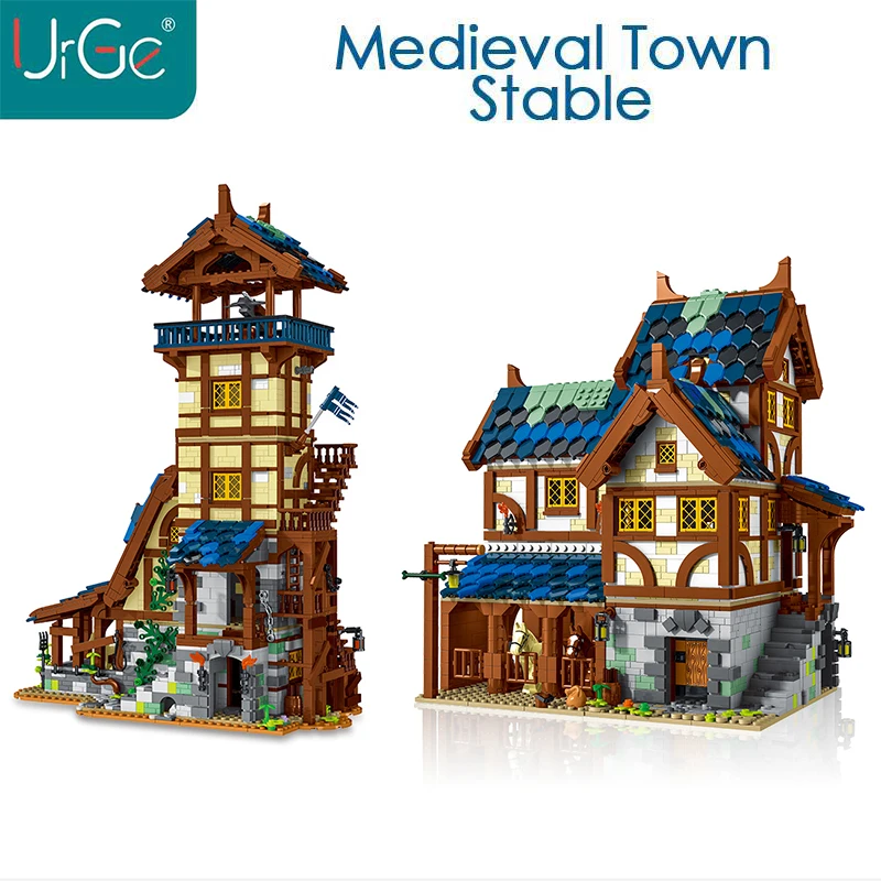 

Urge The Medieval Town Guard Tower Moc Modular Building Blocks City Street View Retro Cabin House Brick Toy Kid Birthday Gift