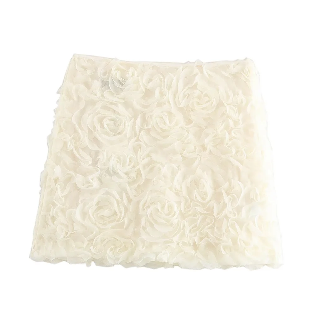 Minifalda versátil con textura en forma de flor para mujer, ropa de estilo europeo y americano, temperamento de moda, Otoño, 2024