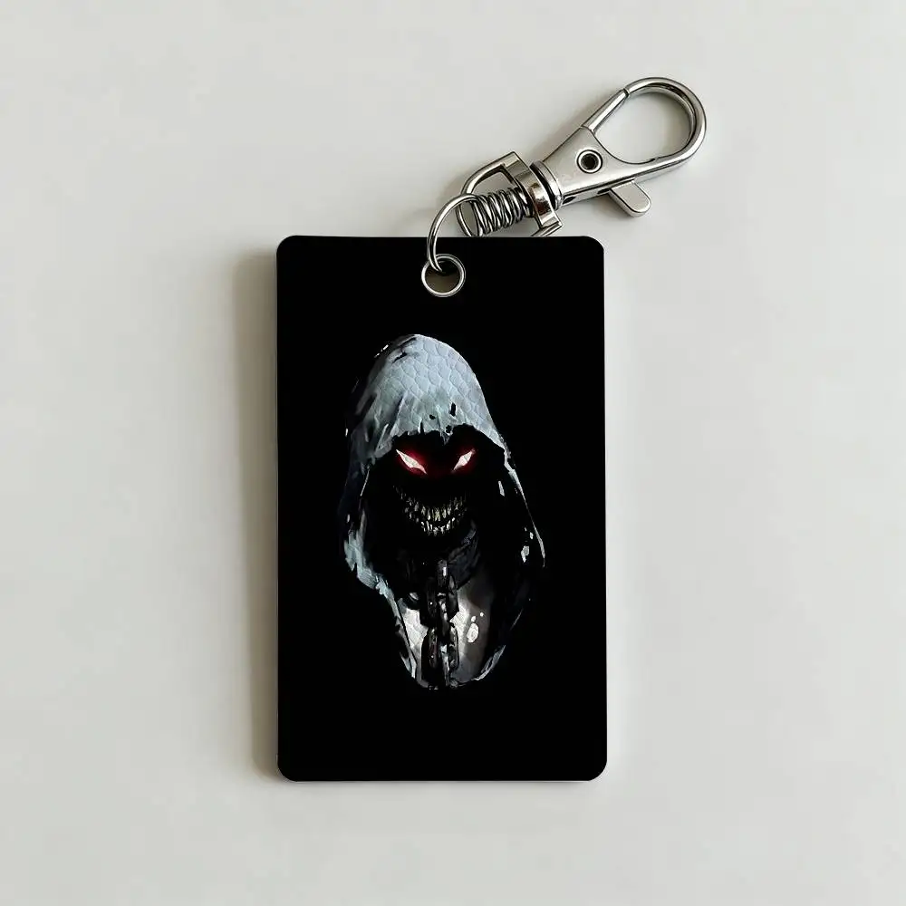 D-Disturbed Band Cool Card Case Leather Card Holder Keychain Key Ring Door Access Tags ID Card Case Keychain