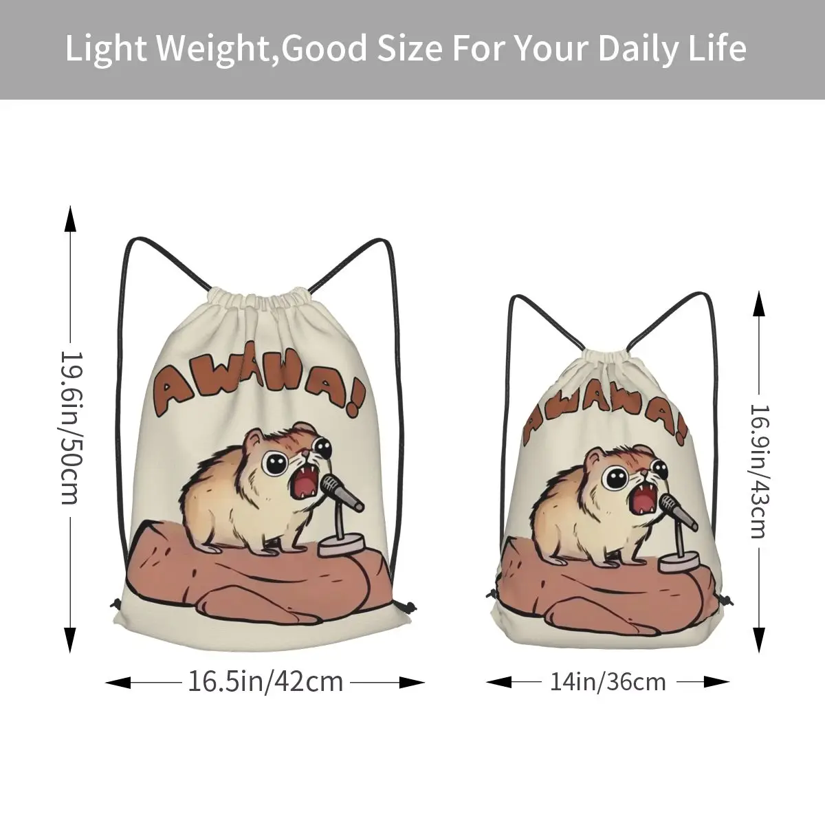 AWAWA Rock Hyrax In Concert Graphic Humor Backpacks Fashion Drawstring Bundle Pocket Sports Bag Book Bags for Man Woman Students
