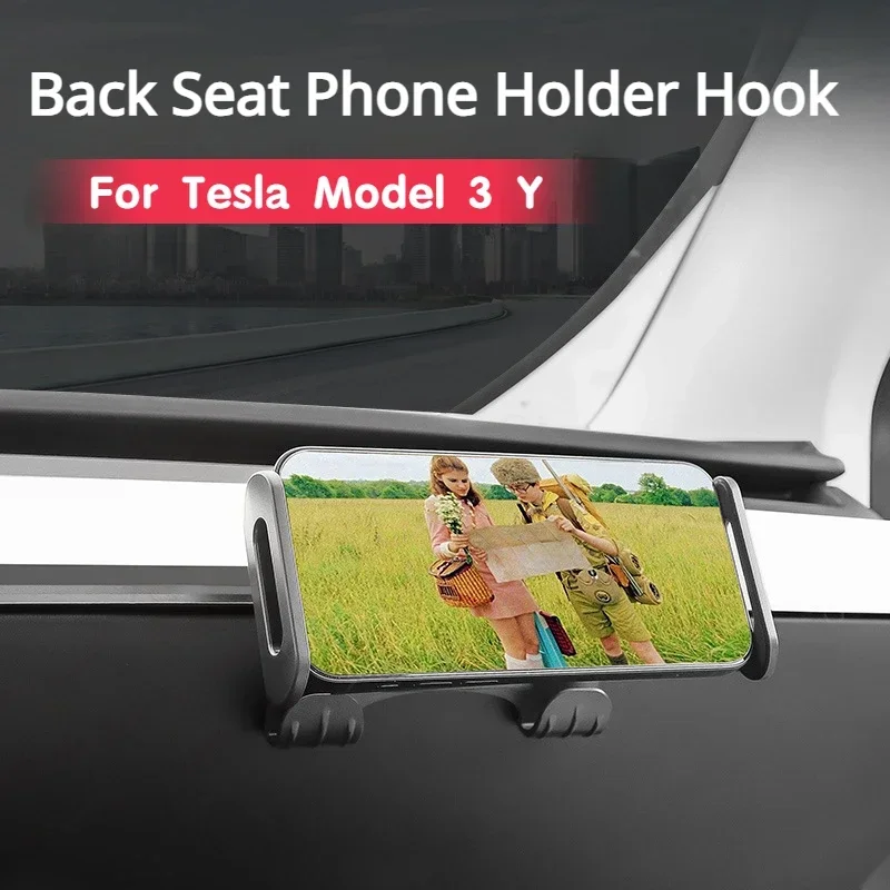 Back Seat Phone Holder Hook for Tesla Model 3 Y 360 Degree Rotate Stand Glove Box Holder for Tablet PC IPad Car Accessories 2023