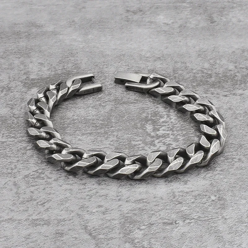 Punk Vintage Stainless Steel Rock Bangle Bracelet Cuban Chain Fashion Jewelry Hip Hop Rap Women Men Unisex Gift Party