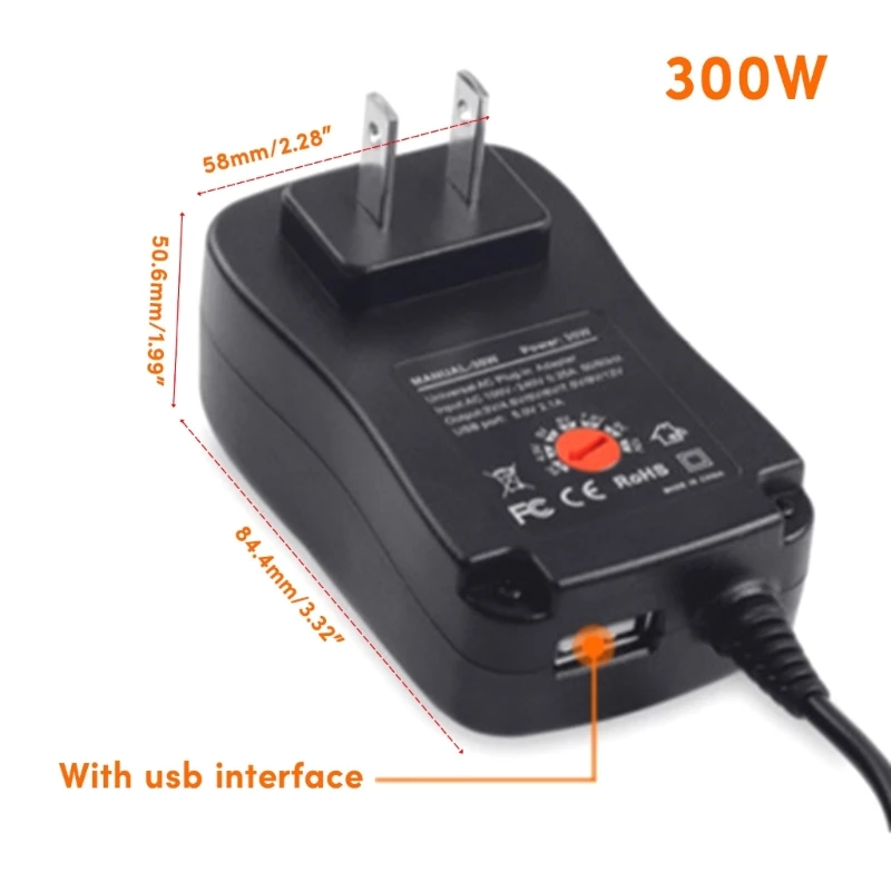 Kompakter Universal-Netzadapter, 6 DC-Stecker, einstellbare Spannung 3 bis 12