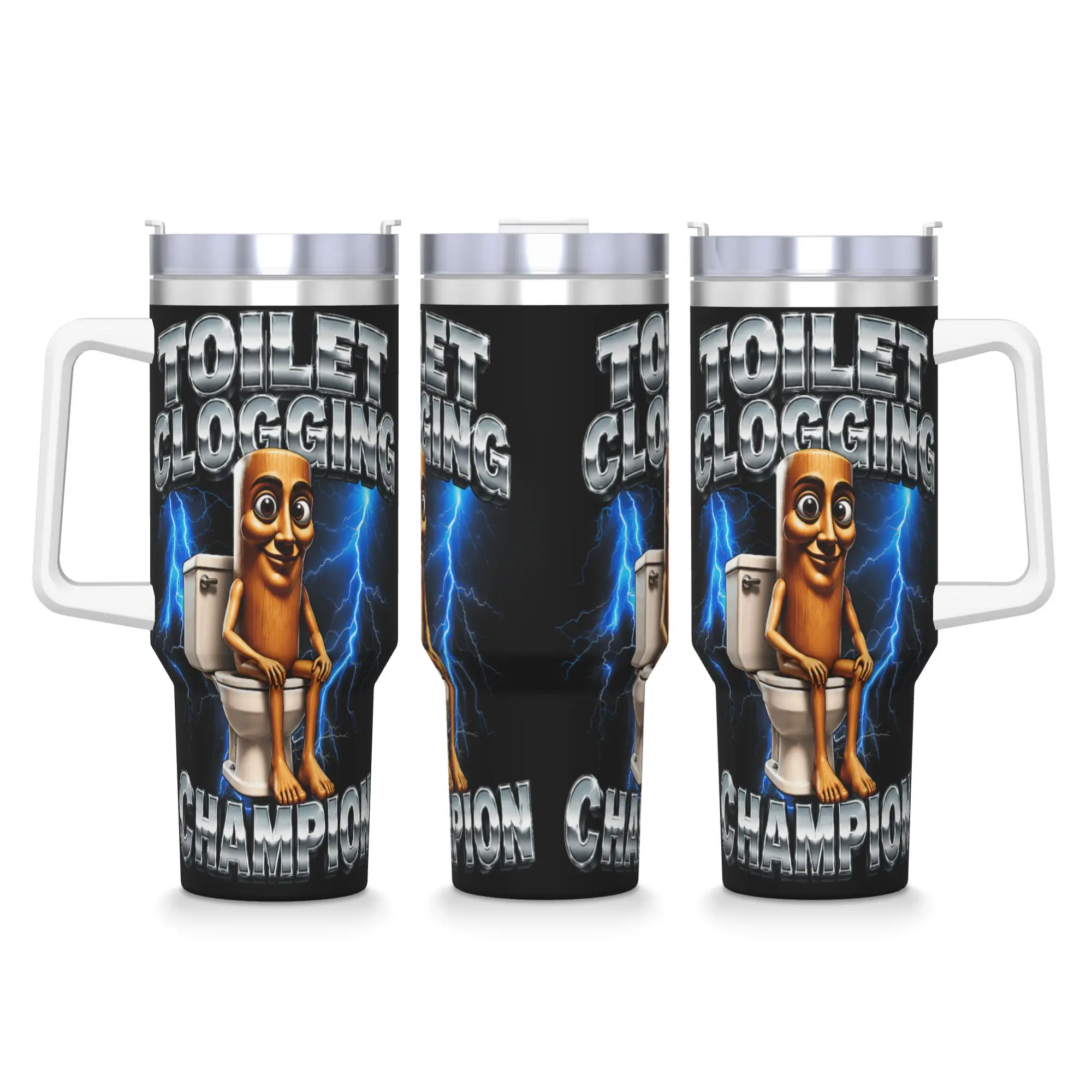 Toilet Clogging Champion Tung Tung Tung Sahur Stainless Steel Tumbler  Travel Coffee Mug With Straws and Lid 40oz Car Mugs