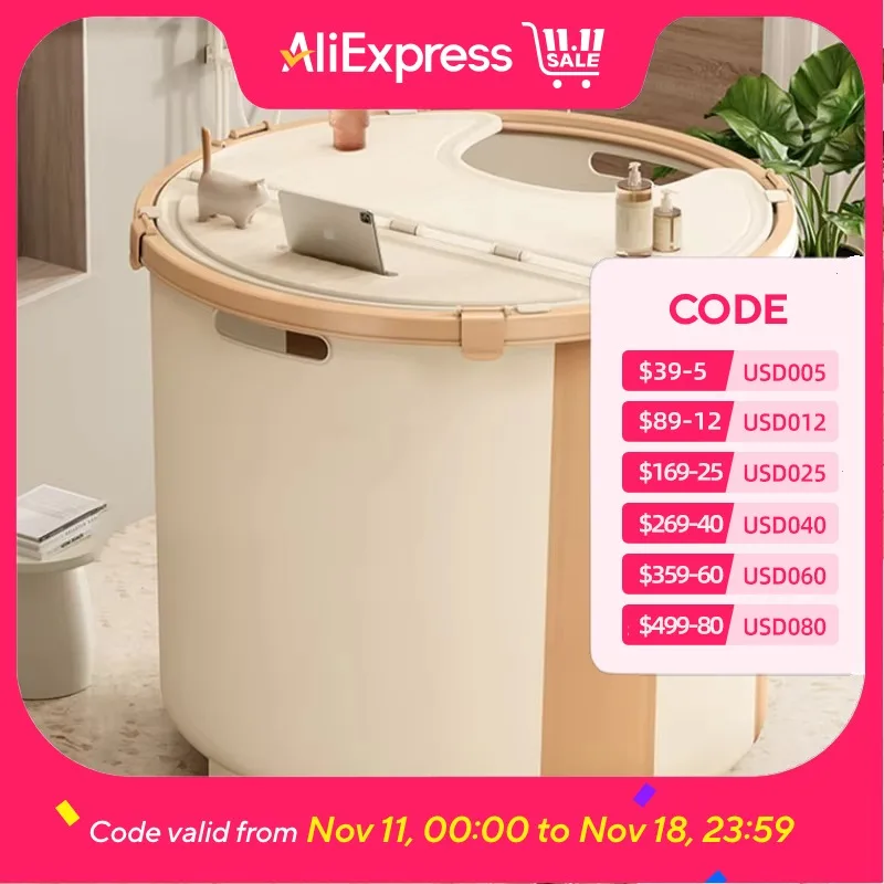 

Strong Shower Portable Bathtubs Plastic Large Bathroom Baby Foot Bathtub Bath Bucket Bainoire Pliable Adullte Home Furniture