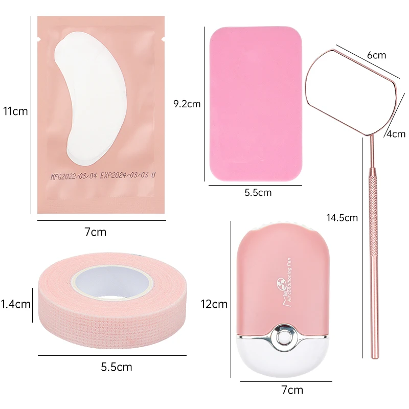 Eyelash Extension Supplies Set USB Eyelash Fan Eye Gel Pad Tweezers Mirror Glue Ring Eyebrow brush Tape Grafting False Lash tool