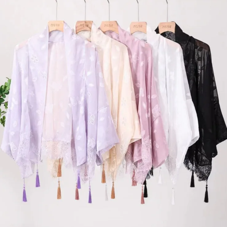 Summer new Chinese style fringed shawl women thin fashion outer wear matching cheongsam air conditioning room cardigan cloak